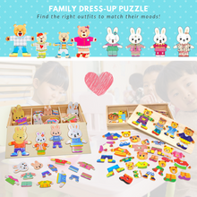 Load image into Gallery viewer, Dress It Up - Rabbit & Bear Dressing Game (53 pcs set)