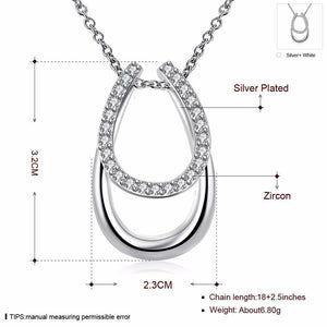 925 Sterling Silver and Crystal Double Horseshoe Pendant Necklace