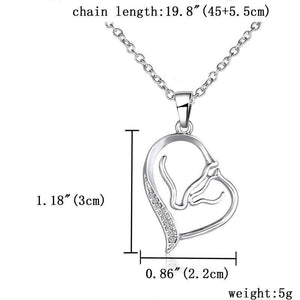 Pure Sterling Silver Mother's Heart Horse Necklace