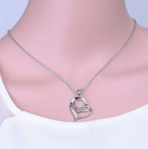 Pure Sterling Silver Mother's Heart Horse Necklace